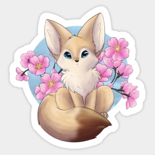 Chibi Fennec Fox Cherry Blossoms Sticker